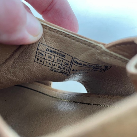 Vionic Brown Toffee Zamar Espadrille Wedge Crossover Leather Sandals Size US 9.5 - Picture 11 of 13